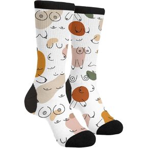 Abstract Print Socks Funny Crew Dress Socks For Men Women