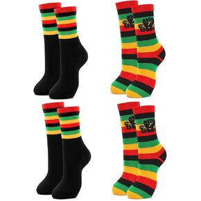 Black History Month Socks 4 Pairs Black History Socks for Men 2 Styles Juneteenth Socks for African Men