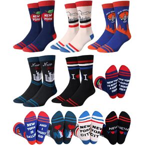 5 Pairs Funny New York Souvenirs Gifts for Men Novelty New York City Socks City State Crew Socks Souvenirs for Traveler Lover Holiday Birthday Gifts