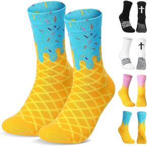 Christian Grip Cross Socks Anti Slip Religious Soccer Socks Bible Verse for Football Sport