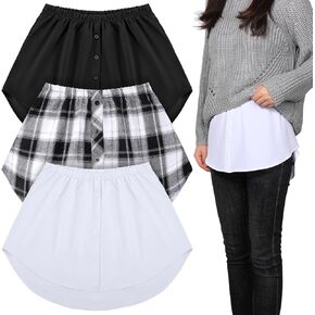 Geyoga 3 Pcs Women's Shirt Extenders Mini Adjustable Layering Fake Top Lower Sweep Shirt Half Length Skirt
