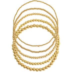 حبات الكرة الذهبية طائرة طائرة من طرازات النساء ، 5pcs بوهو القابلة للتكديس مقاوم للماء طبقات من الكاحل براثيه سوار الصيف جروح المجوهرات الشاطئية.