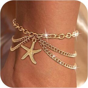 YANCHUN Anklets for Women Waterproof Sea Shell Starfish Ankle Bracelets Summer Beach Dresses for Women 2025 Vacation