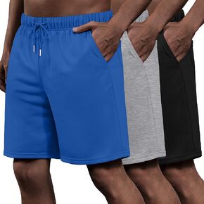 3 Pack Men's Athletic Shorts Big and Tall Running Basketball Workout Sport Short Pocket Drawstring Elastic Waist