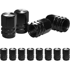 Car Tire Valve Stem Caps, 12 PCS Wheel Valve Covers, Leak-Proof Air Caps Cover, Universal for Cars, Autos, Trucks, SUVs, Motorcycles, Bike,Tyre Accessory-Black