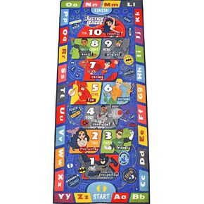 KC Cubs Justice League Boys & Girl Super Hero Hopscotch Number Counting ABC Alphabet Activity Educational Learning & Game Play Area Rug Carpet for Kids and Children Bedrooms, Classroom and Playroom