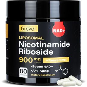 NAD Supplement for Men & Women: Liposomal Nicotinamide Riboside with Resveratrol & Quercetin - High Absorption Formula for Energy, Focus, and Skin - 80 Capsules