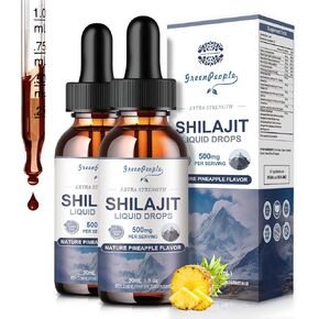 Himalayan Shilajit Resin Liquid Drops - 16-in-1 Shilajit for Men & Women w/Ashwagandha, Sea Moss & 85+ Trace Minerals, Fulvic Acid - Energy & Wellness (1 fl oz, 2 Pack)