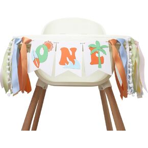 The Big One High Chair Banner - Beach-Themed High Chair Banner，First Birthday Wave Banner，Surf High Chair Garland，Beach Baby Shower Photo Props