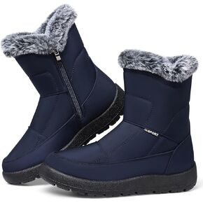 SHIBEVER Womens Winter Boots Warm: Womens Waterproof Snow Boots Ankle Casual Cold Weather Fur Lined Comfortable Booties