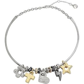 Steve Madden Womens Puffy Charm Bib Wire Necklace