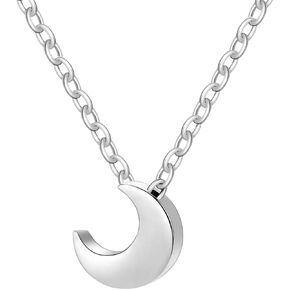Jude Jewelers Stainless Steel Sliding Floating Moon Crescent Charm Collar Necklace