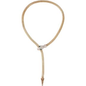 Bendable Gold Snake Necklace for Women: Adjustable Choker Collar with CZ Stone, 16-22 Inch Chain