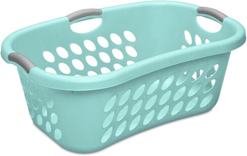 Sterilite Ultra HipHold 1.25 Bushel Plastic Stackable Clothes Laundry Basket Bin with Reinforced Rim and Ventilation Holes, Aqua Blue (12 Pack) in Saudi Arabia