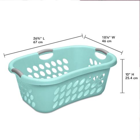 Sterilite Ultra HipHold 1.25 Bushel Plastic Stackable Clothes Laundry Basket Bin with Reinforced Rim and Ventilation Holes, Aqua Blue (12 Pack) in Saudi Arabia