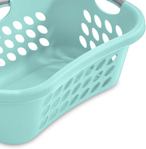 Sterilite Ultra HipHold 1.25 Bushel Plastic Stackable Clothes Laundry Basket Bin with Reinforced Rim and Ventilation Holes, Aqua Blue (12 Pack) in Saudi Arabia