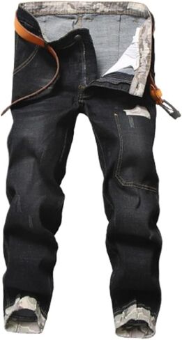 Men's Vintage Ripped Hip Hop Jeans Distressed Side Pocket Stretch Denim Pants Patches Slim Fit Harem Jean Trousers in Kuwait