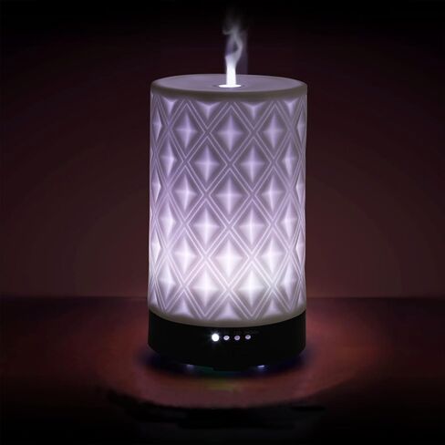 Earnest Living Essential Oil Diffuser for Home White Ceramic 100ml Aromatherapy Diffuser with 4 Timers 7 Night Lights and Auto Off Function (no Beep!) for Essential Oils in Saudi Arabia