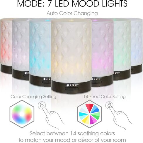 Earnest Living Essential Oil Diffuser for Home White Ceramic 100ml Aromatherapy Diffuser with 4 Timers 7 Night Lights and Auto Off Function (no Beep!) for Essential Oils in Saudi Arabia