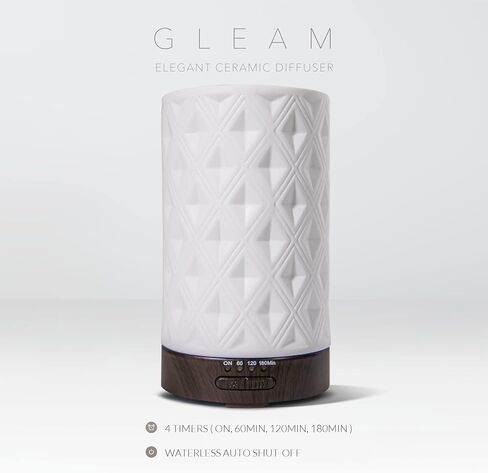 Earnest Living Essential Oil Diffuser for Home White Ceramic 100ml Aromatherapy Diffuser with 4 Timers 7 Night Lights and Auto Off Function (no Beep!) for Essential Oils in Saudi Arabia