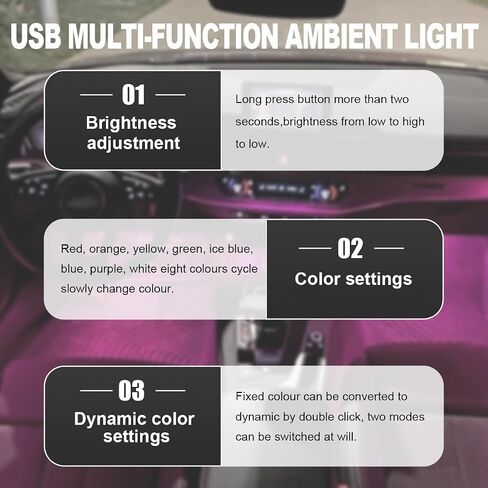2 PCS Type C USB LED LED Ampient Light ، سطوع قابل للتعديل 8 ألوان RGB LED الإضاءة الداخلية ، مصباح جو USB Mini Nigh in Saudi Arabia
