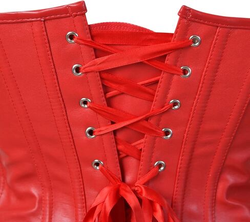 Grebrafan Gothic Classic Faux Leather Boned Corset Bustier in Saudi Arabia