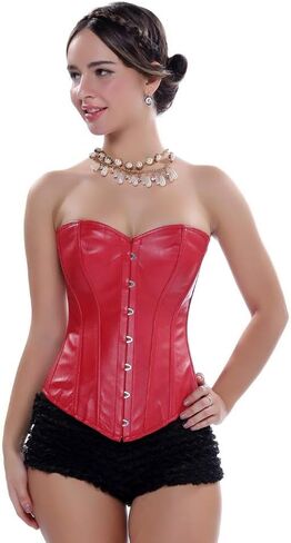 Grebrafan Gothic Classic Faux Leather Boned Corset Bustier in Saudi Arabia