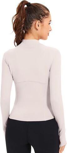 AKEWEI Womens Long Sleeve Workout Tops Quarter Zip Pullover Quick Dry Crop Athletic Slim Fit Yoga Shirts in Kuwait