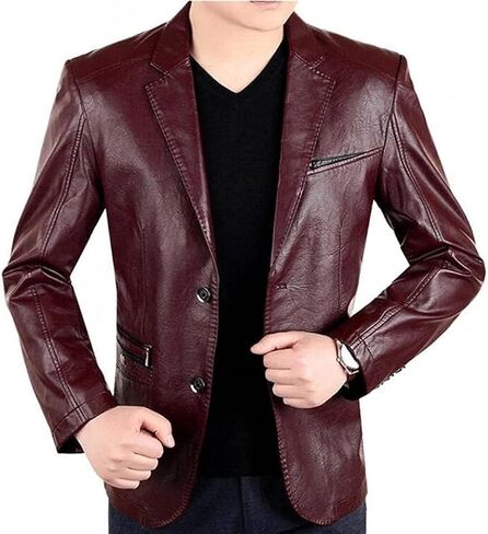 brandMe Men's Leather Blazer Genuine Soft Lambskin Leather Coat Jacket BB24 in Saudi Arabia