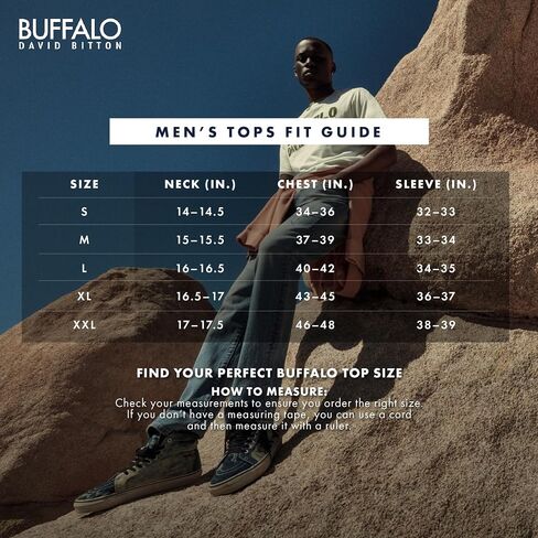 Buffalo David Bitton Men's Short Sleeve KASUM Henley, Burnout WASH Dusty Orange, Large in Saudi Arabia