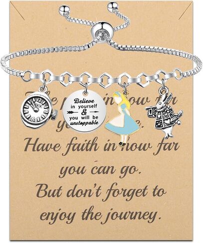 FUSTMW Alice Gifts Keychain Rabbit Alice Pendant Wonderland Inspired Gifts Cartoon Keepsake Keychain Friendship Gifts in Kuwait