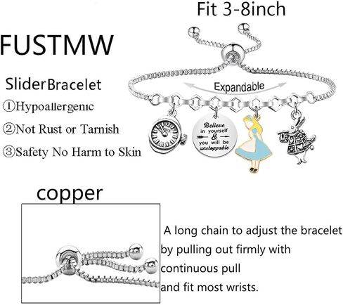 FUSTMW Alice Gifts Keychain Rabbit Alice Pendant Wonderland Inspired Gifts Cartoon Keepsake Keychain Friendship Gifts in Kuwait