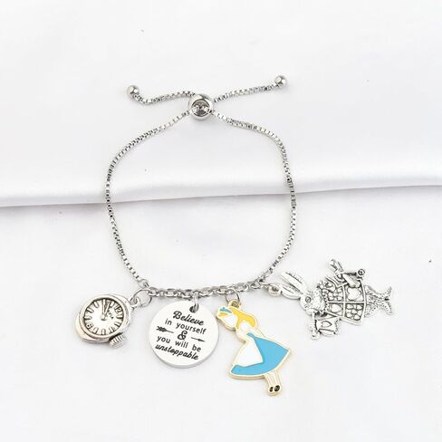 FUSTMW Alice Gifts Keychain Rabbit Alice Pendant Wonderland Inspired Gifts Cartoon Keepsake Keychain Friendship Gifts in Kuwait