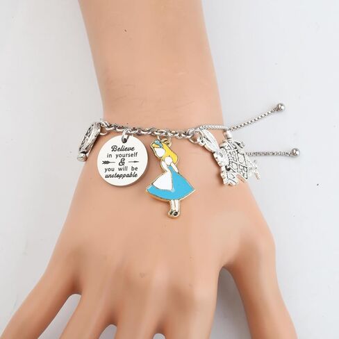 FUSTMW Alice Gifts Keychain Rabbit Alice Pendant Wonderland Inspired Gifts Cartoon Keepsake Keychain Friendship Gifts in Kuwait