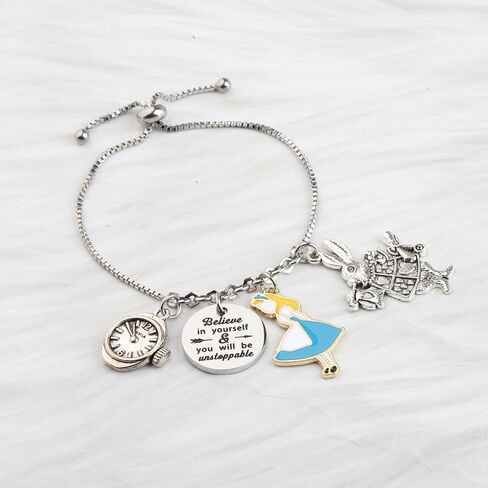 FUSTMW Alice Gifts Keychain Rabbit Alice Pendant Wonderland Inspired Gifts Cartoon Keepsake Keychain Friendship Gifts in Kuwait