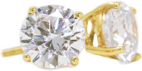 Diamond Stud Earrings For Women, Mens Diamond Earrings, Screw Back Earrings, 14k Yellow Gold 2ct Solitaire Brilliant Round, Princess, & Heart Cut VVS D-E Color [Simulated Diamond] in Kuwait