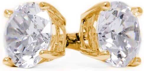 Diamond Stud Earrings For Women, Mens Diamond Earrings, Screw Back Earrings, 14k Yellow Gold 2ct Solitaire Brilliant Round, Princess, & Heart Cut VVS D-E Color [Simulated Diamond] in Kuwait
