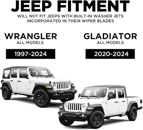 Clix Wipers - Jeep Wrangler & Gladiator (16"/16") Original Black Windshield Wiper Blades (All Wrangler & Gladiator Models), All-Weather Replacement Wipers-Set of 2, Includes Quick Clips (1997-2025) in Kuwait