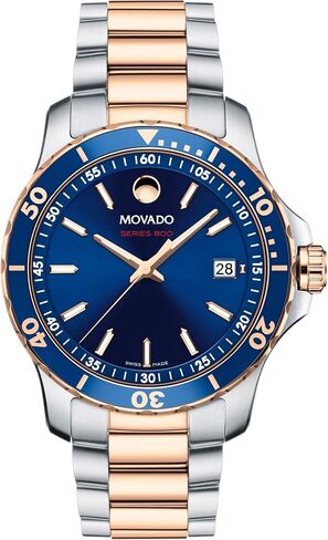 Movado Men's Series 800 Sport Stainless Watch with a Printed Index Dial, Silver/Blue (Model 2600137) in Saudi Arabia