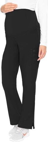 Med Couture Women's Maternity Scrub Set 5 Pockets V-Neck Top with Hemline MC628 Waist Panel for Belly Coverage Pant MC028, Black - 3XL Top / 3XL Pant in Saudi Arabia