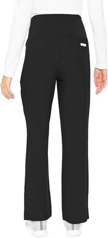 Med Couture Women's Maternity Scrub Set 5 Pockets V-Neck Top with Hemline MC628 Waist Panel for Belly Coverage Pant MC028, Black - 3XL Top / 3XL Pant in Saudi Arabia