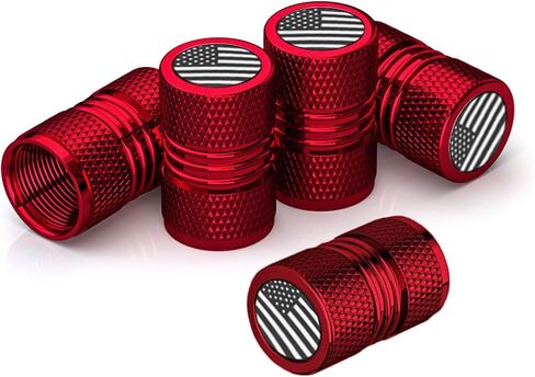 CAR Metal Tyre Valve Caps ، 5pcs Universal American Flag Flag Edre Rialve Aluminium Ralve مع غطاء غبار إطارات طوقا مطاطية للسيارة ، سيارات الدفع الرباعي ، شاحنة ، دراجة نارية ، دراجة دراجة in Kuwait