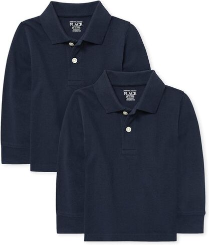 The Children's Place Baby Boys and Toddler Boys Long Sleeve Pique Polo, Classic Red/Nautico/White, 18-24 MONTHS in Saudi Arabia