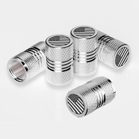 CAR Metal Tyre Valve Caps ، 5pcs Universal American Flag Flag Edre Rialve Aluminium Ralve مع غطاء غبار إطارات طوقا مطاطية للسيارة ، سيارات الدفع الرباعي ، شاحنة ، دراجة نارية ، دراجة دراجة in Kuwait
