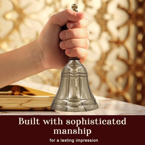 8.5"(H) 4"(D) Antique Brass Hand Bell Solid Brass Bell with Wooden Handle Bell Perfect for Dinner, Indoor, Outdoor, School, Bar, Reception, Last Order & Church by THDC in Saudi Arabia