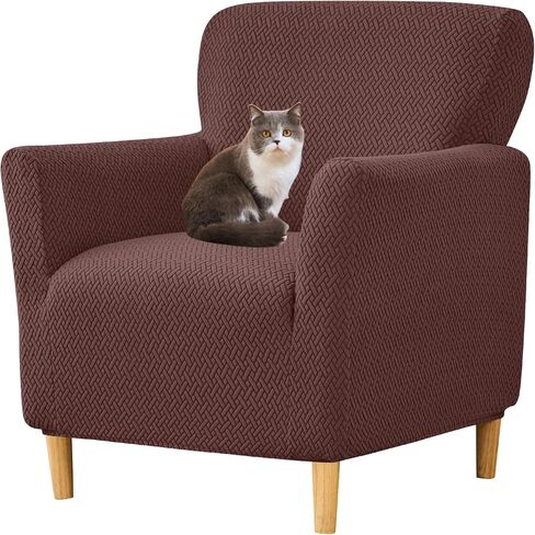 HFCNMY Banquet Armchair Slipcover,Stretch Knitted Jacquard Armchair Cover Washable Chair Covers Soft Chair Slipcovers with Arms Armchair Slipcovers for Living Room Furniture Protector Beige in Saudi Arabia