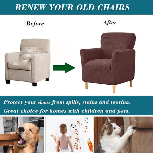 HFCNMY Banquet Armchair Slipcover,Stretch Knitted Jacquard Armchair Cover Washable Chair Covers Soft Chair Slipcovers with Arms Armchair Slipcovers for Living Room Furniture Protector Beige in Saudi Arabia