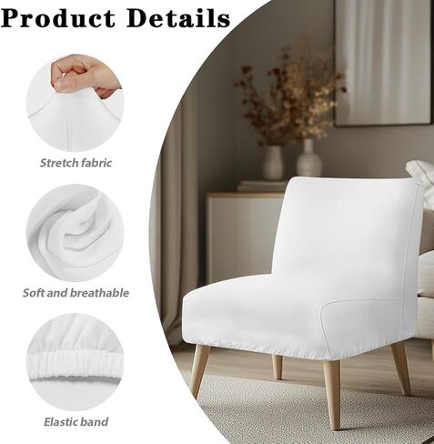 Pink White Flower Armless Accent Chair Cover Stretch Slipper Chair Slipcovers with Elastic Bottom Furniture Protector Cover for Living Room Home Hotel in Kuwait