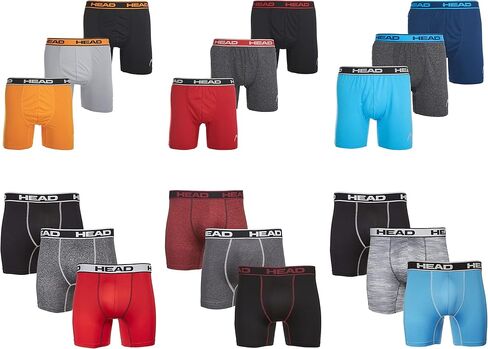 HEAD Mens Performance Underwear - 3-Pack Stretch Performance Boxer Briefs Training Breathable Athletic Fit No Fly in Saudi Arabia