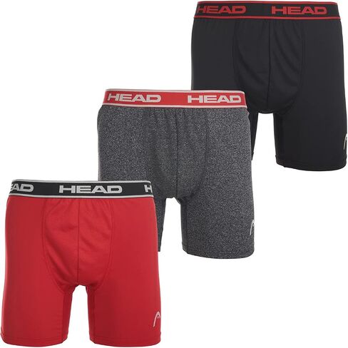 HEAD Mens Performance Underwear - 3-Pack Stretch Performance Boxer Briefs Training Breathable Athletic Fit No Fly in Saudi Arabia